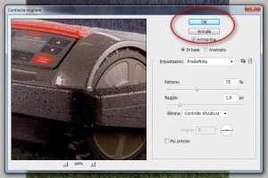 Confermare le regolazioni di contrasto