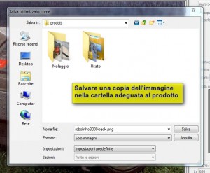 Salvare l'immagine eleborata